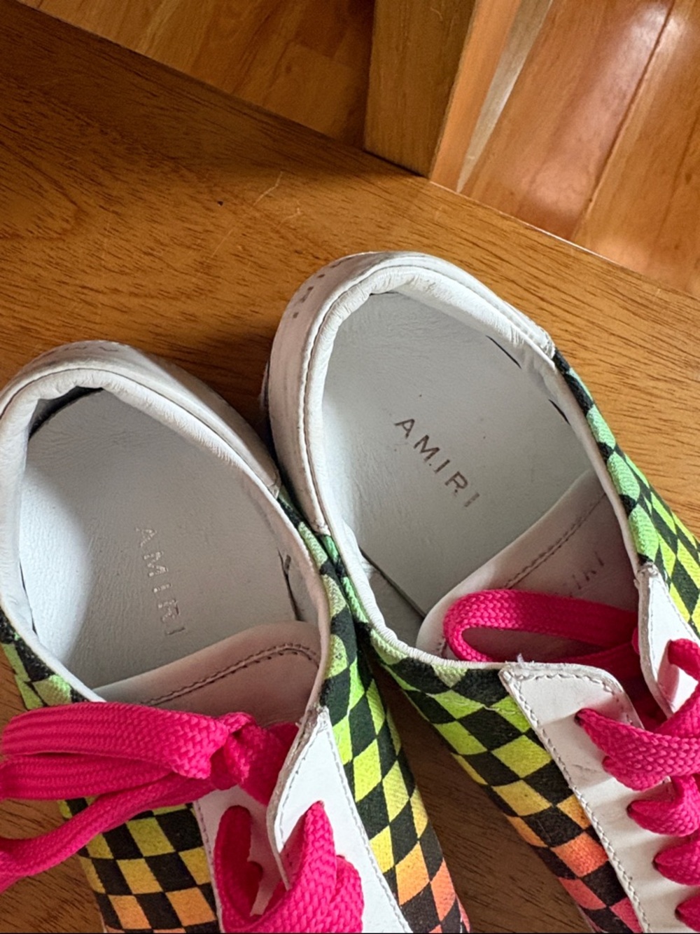 Amiri Viper Rainbow Checkered Leather Sneakers - Picture 4 of 6